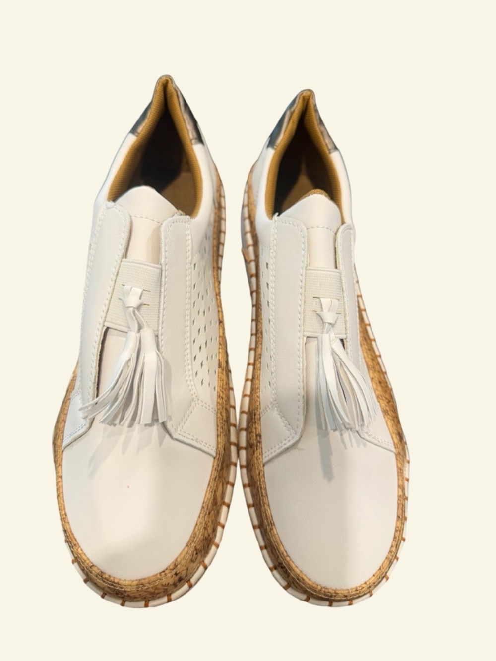 Slip-On White Tassel Espadrille Loafers for Women